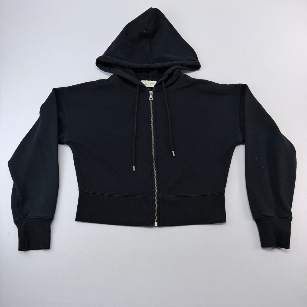 Universal Thread Womens Black Full Zip Cropped Hoodie Sweatshirt Size S